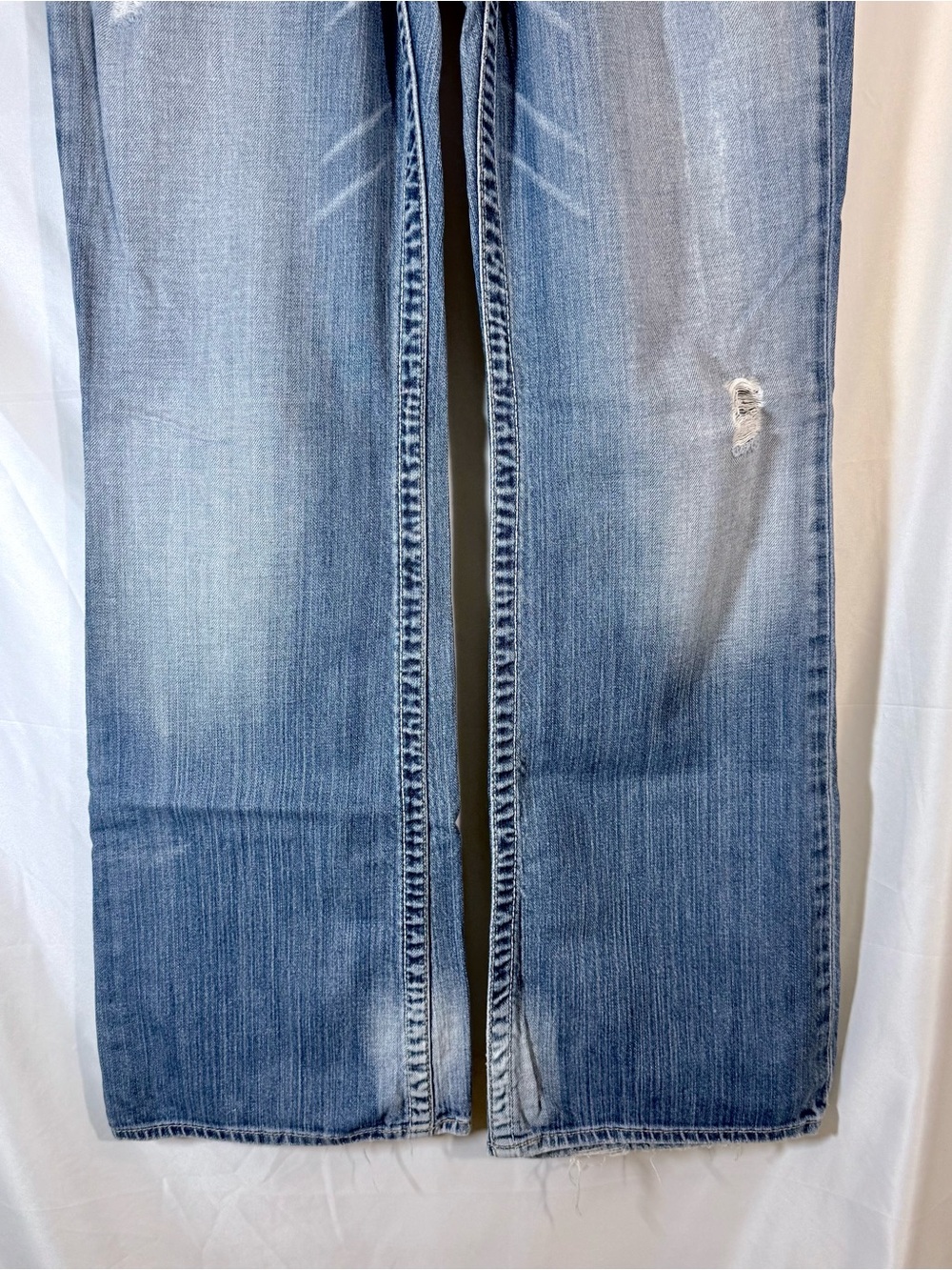 Big Star “Maddie” Mid Rise Boot Cut Distressed Light Wash Jeans With Whiskering - Picture 3 of 16